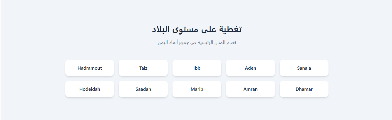 تغطية جميع المحافظات اليمنية